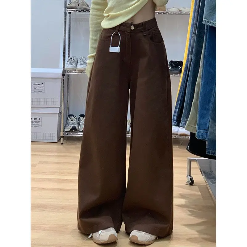 Stylish American Vintage High Waist Jeans Women Fashion New Comfortable Draping Straight Leg Floor Length Versatile Denim Pants
