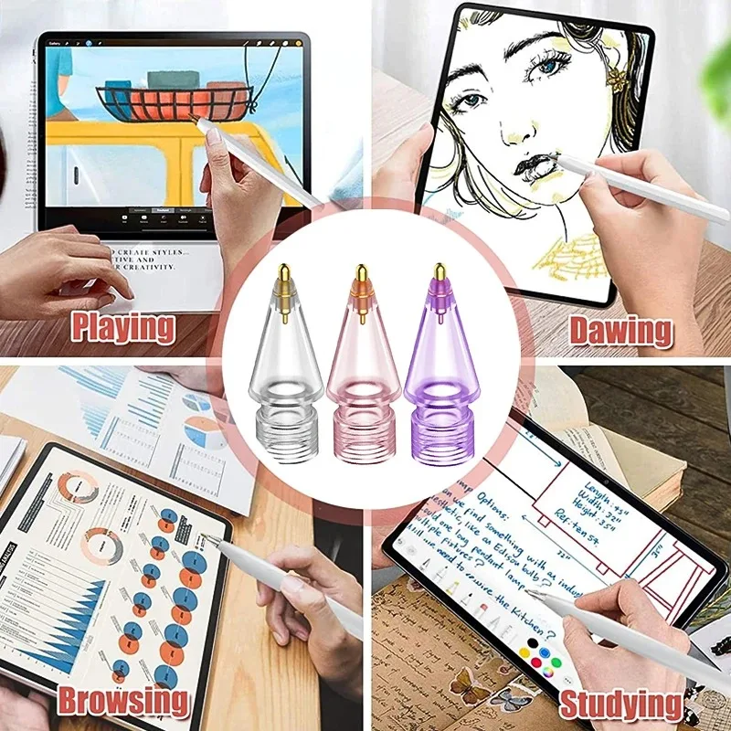 Clear Replacement Tips For Apple Pencil Pro Tips Pen Tips For Apple Pencil 1st 2nd Generation for iPad Transparent Stylus Nib