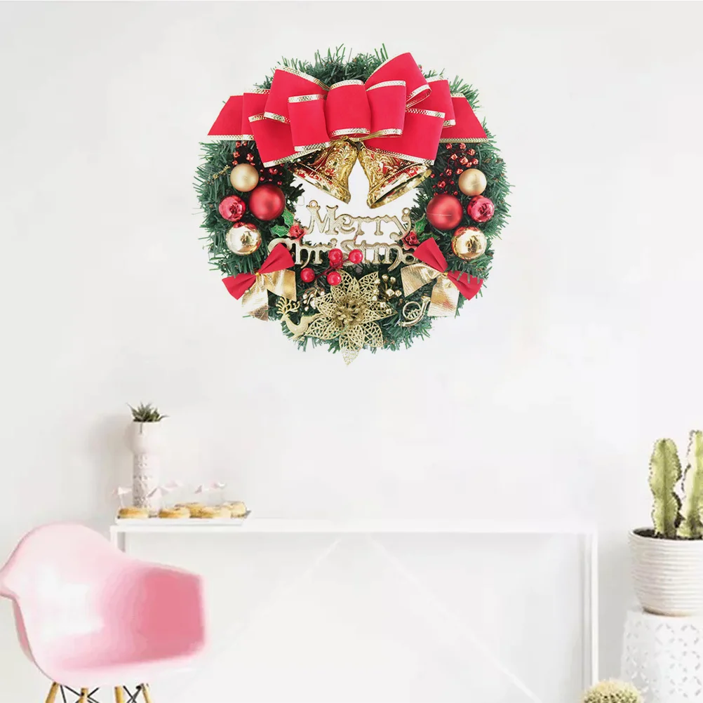 

Christmas Door Wreath with Premium Ornaments Classic Xmas Garland for Porch Entry Staircase Wall Door Decor Garland