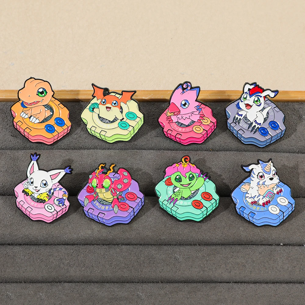 Cartoon Retro Game‑Inspired Hard Enamel Pins 8styles Monster Figure Metal Lapel Brooch Badges Decorative Pins for Backpacks