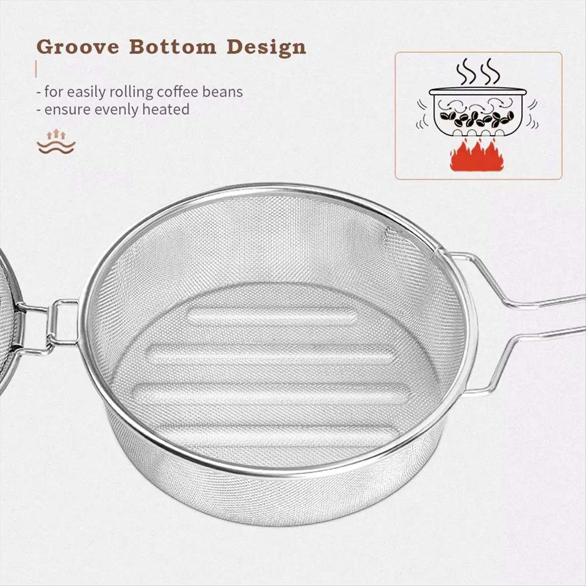 AT54  Stainless Steel Coffee Bean Roaster,Manual Roasting Net with Open Fire Compatibility,Coffee Roasting Tool