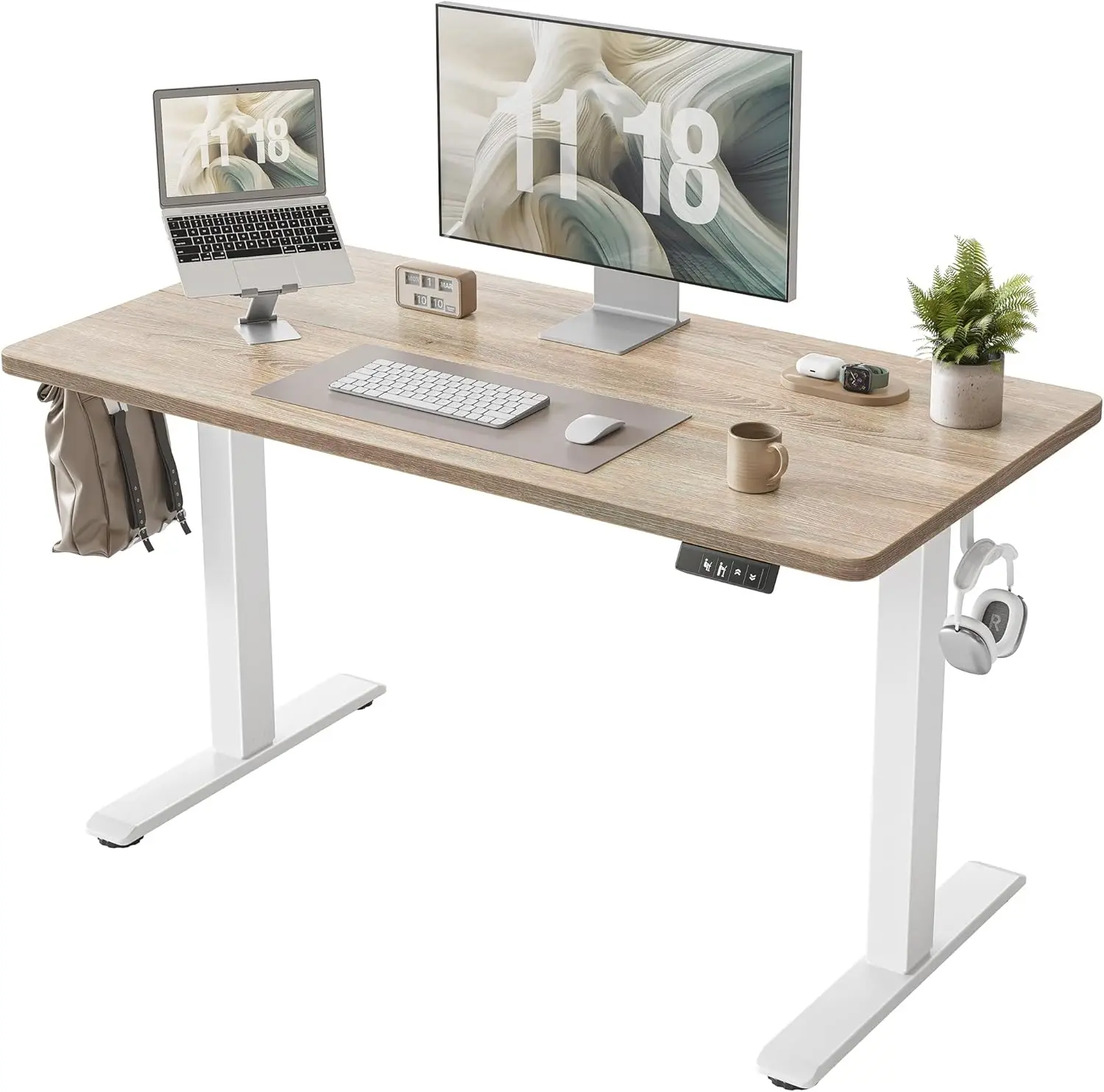 47 x 24 inch, Electric Height Adjustable Desk with Splice Board, Stand Up with Casters, Sit Stand Computer for Ho