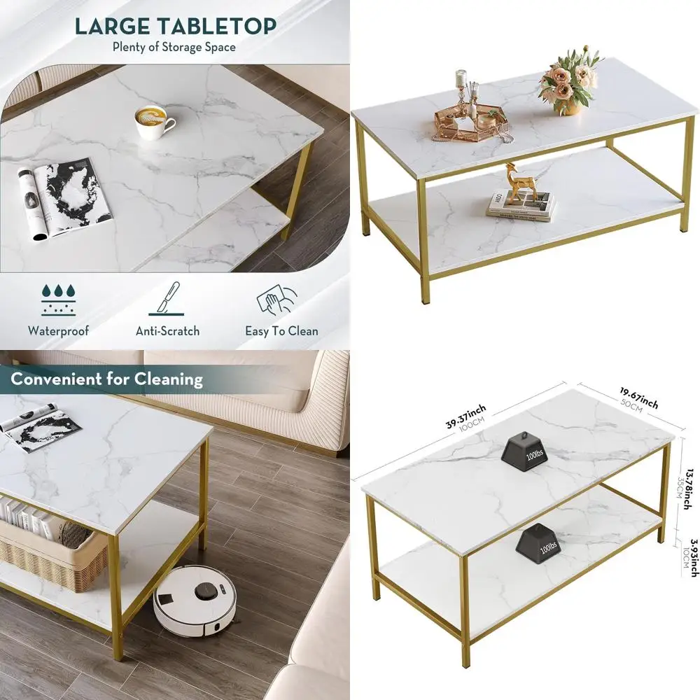 

Современный прямоугольный журнальный столик из белого золота, в индустриальном стиле, подходит для различных помещений и домашних офисов