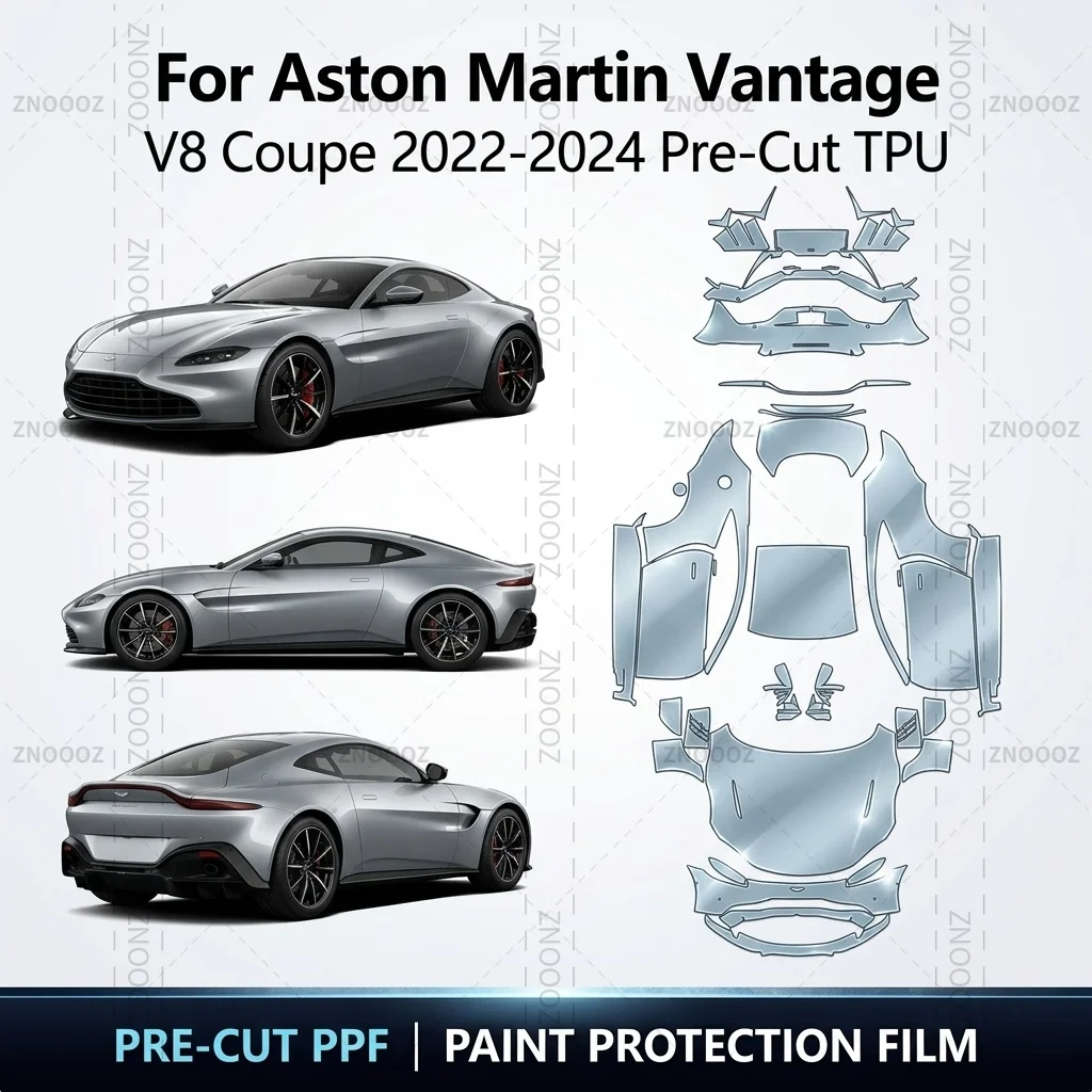 For Aston Martin Vantage V8 Coupe 2022-2024 Pre-Cut TPU PPF Kit Self Healing High Gloss Full Vehicle Glossy Clear Matte Black