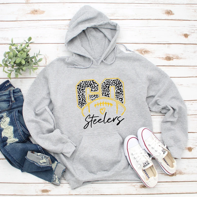 Go Steelers Hoodies Funny Unisex Long Sleeve Game Day Hooded Sweatshirt Vintage Football Season Team Sports Pullovers