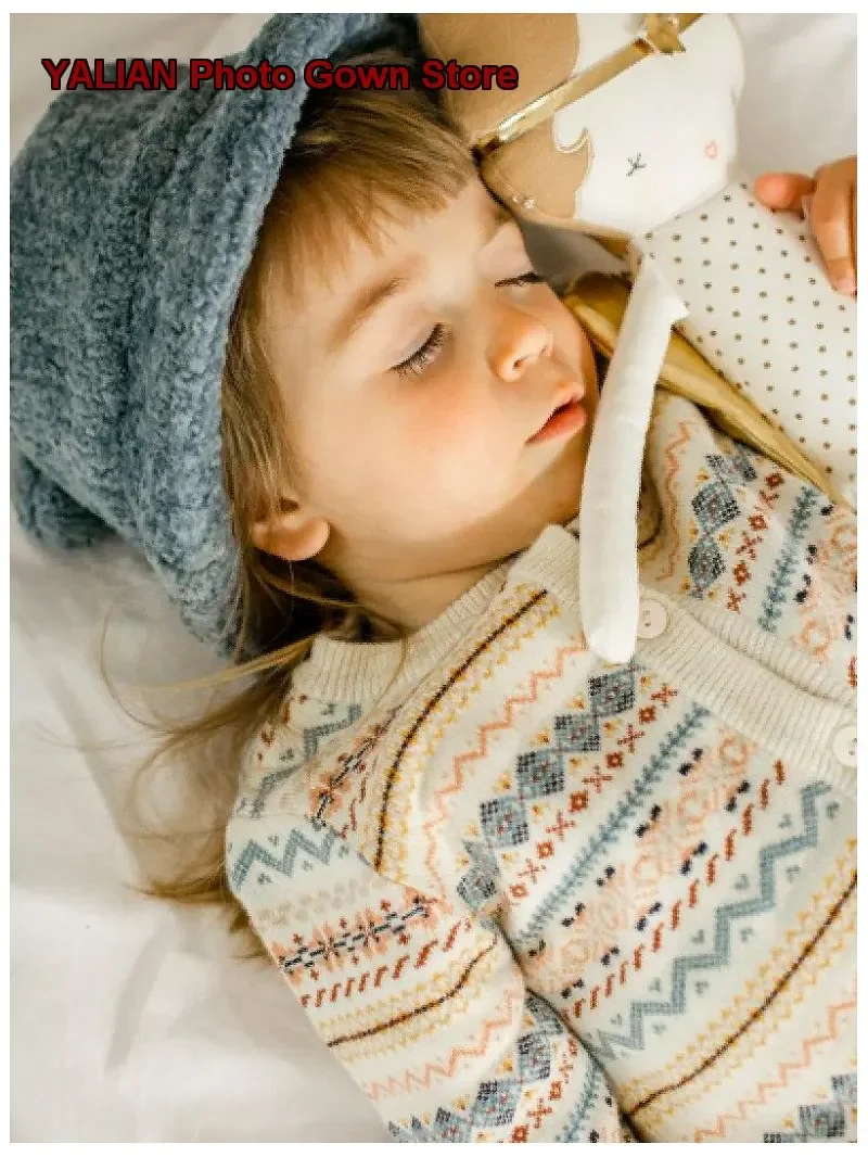 Happyology Autumn Winter Boys Girls Fair Isle Knit Sweater British Style Kids