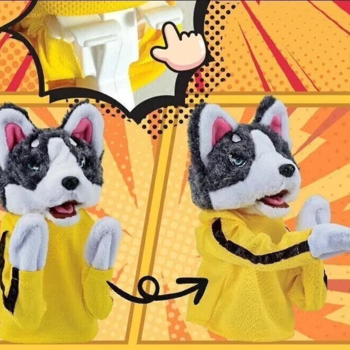 Kung Fu Animal Toy Husky Gloves Dog Interactive Hand Boxing Battle Sound Plush Toy Stuffed Boxing Dog Kids Gifts Funny Birthday