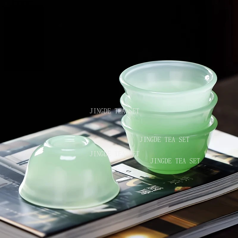 6 stücke Celadon Jade Porzellan Teetasse Haushalt High-end-Teetasse Set Chinesischen Stil Glas Gastfreundschaft Tasse Trinken Utensilien tee-Set