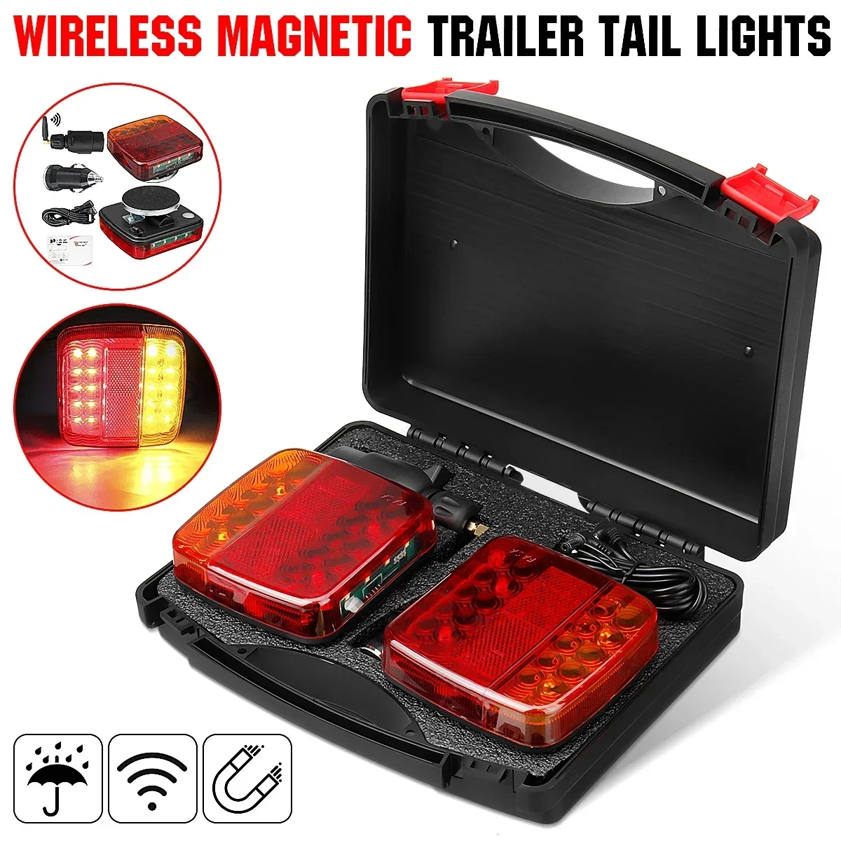 ATVOV Set 12V 24V Wireless Magnetic LED Truck Tail Light Trailer Rear Signal Warning Brake Light Lamp Caravan Camper Lorry RV