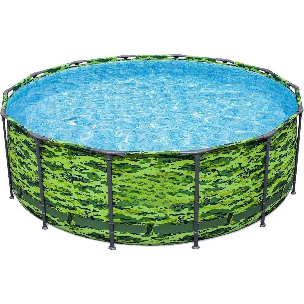 US Sped 14x48ft ove Ground Swimming Pool Set Camouflage Den Easy Assemb No Tools Required Includes