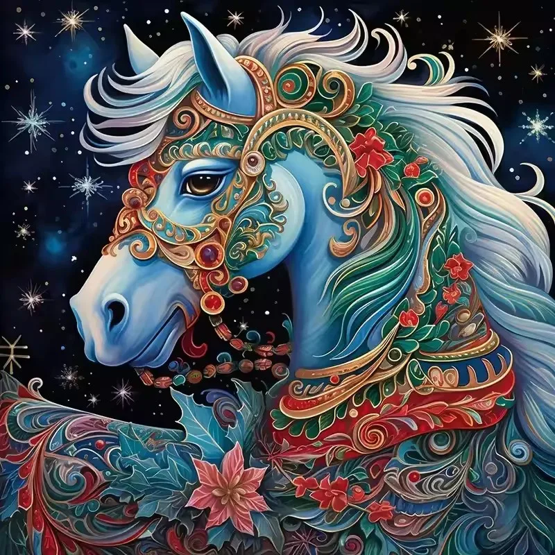 

CHENISTORY 5D Diamond Painting Kit Full Square Horse Diamond Embroidery Beads Set Mosaic Animal Picture Of Rhinestones