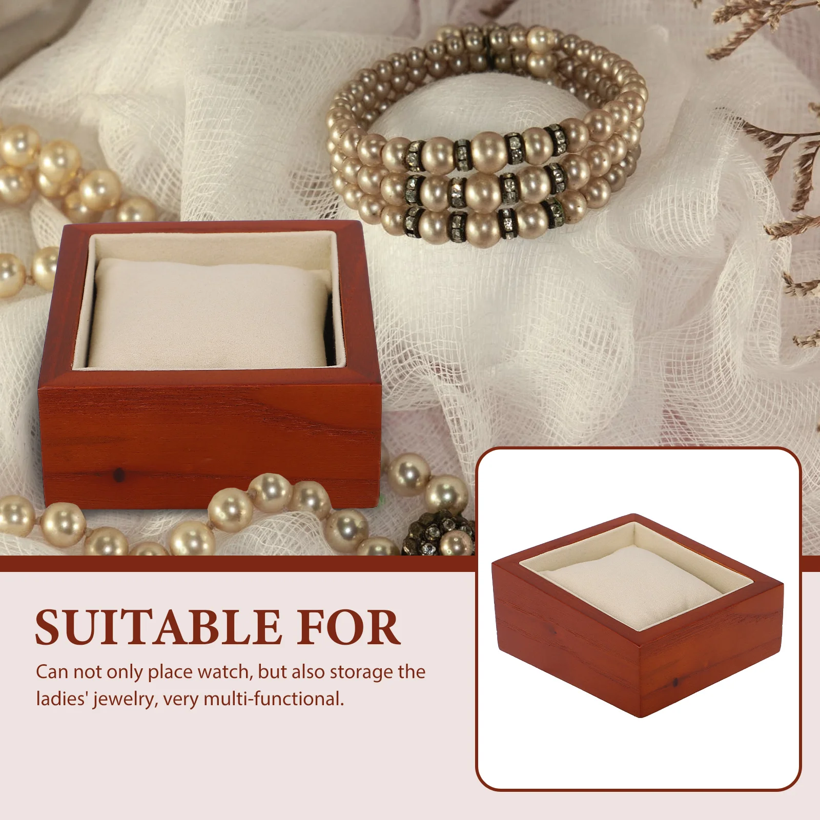 

Wooden Watch Display Box Bracelet Storage Case Jewelry Holder Multi-Functional Wear-Resistant Durable for Bedroom Desk Outdoor