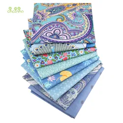 Chainho,Printed Twill Weave Cotton Fabric,Patchwork Cloth,DIY Quilting Sewing Material,Blue Floral Series,4 Specification,CC046