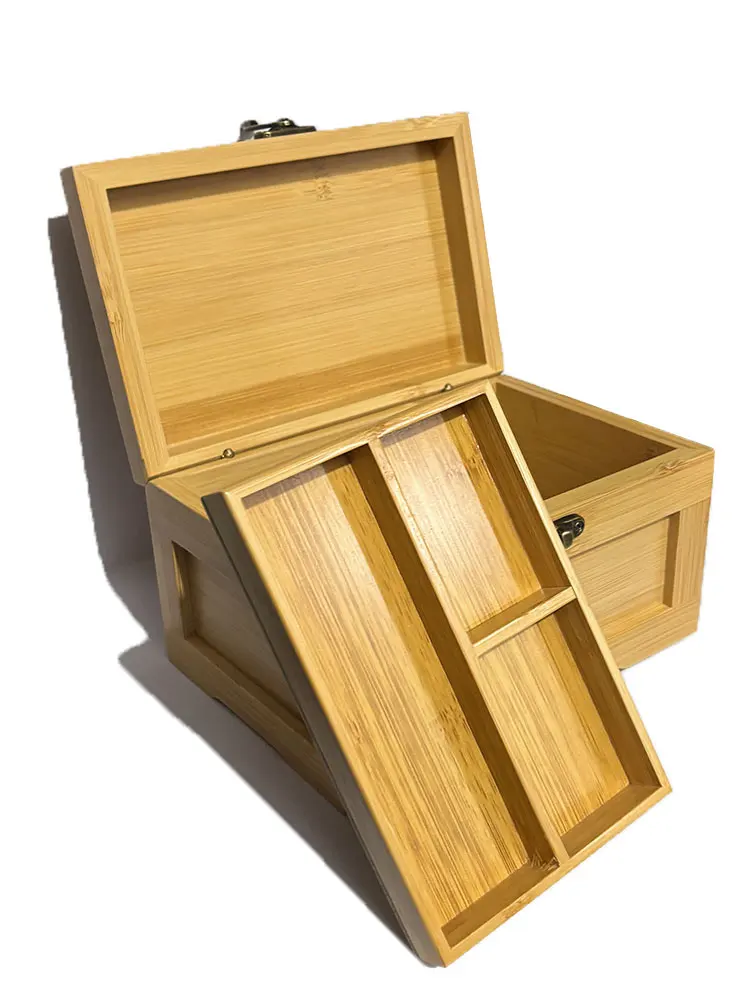 Wooden Stash Box with Rolling Tray Stash Box- Rolling Kit with Removable divider - Large stash box and Jewelry box
