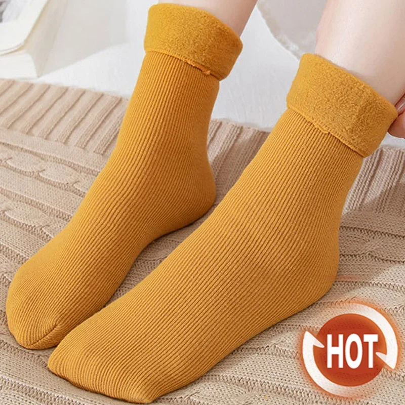 Women\'s Winter Warm Thicken Wool Socks Super Thicker Solid Cashmere Socks Merino Wool Sock Against Cold Snow Sleep Terry Socking