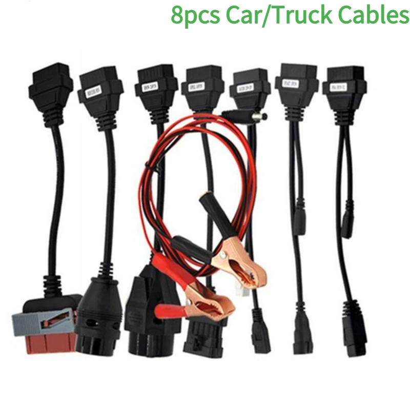 NEW TCS Truck Cables Set Car Cables Set Full 8 Cables Set with 30/20/38/3/2 Pin OBDII Diagnostic Connector for Scanner Line