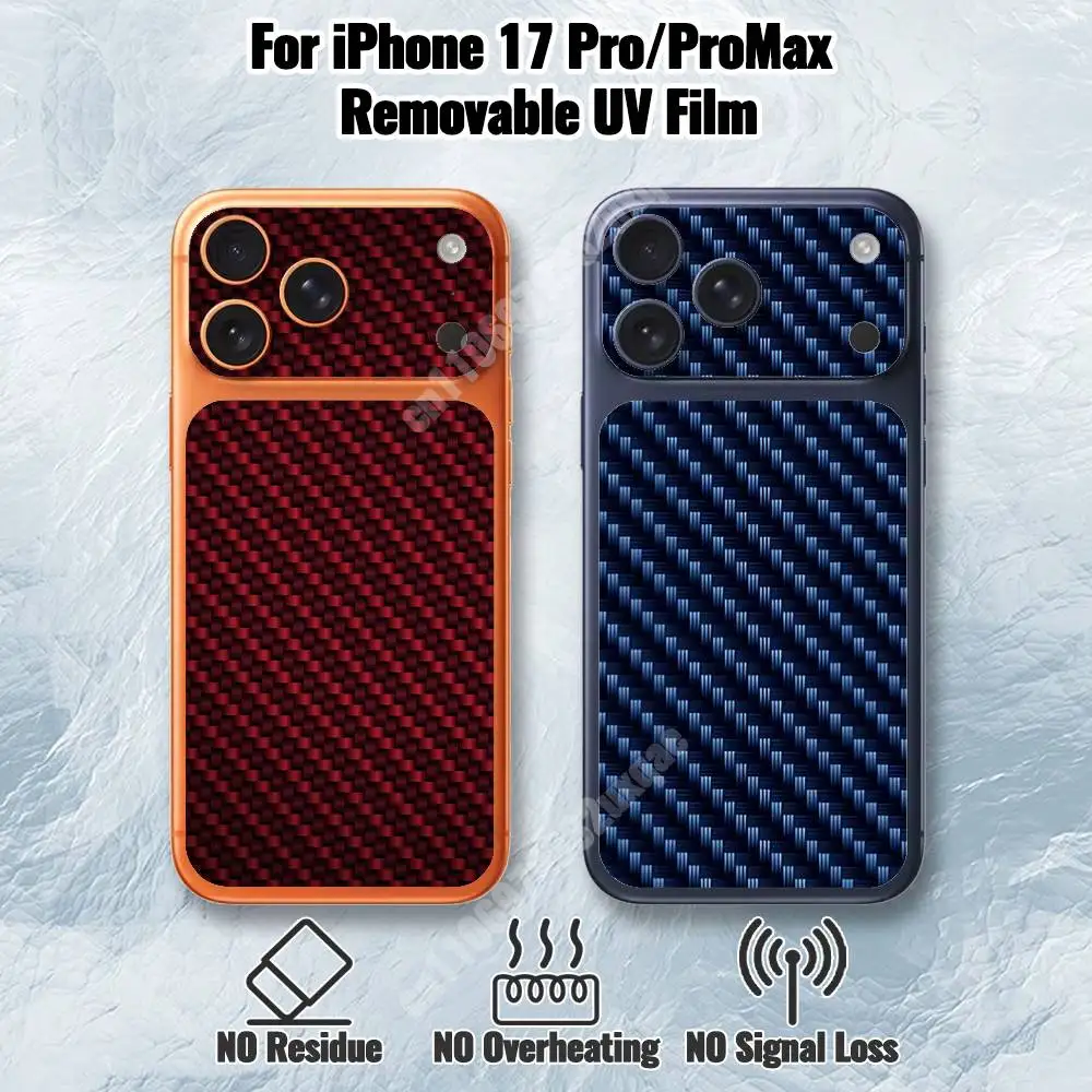 

Industrial Carbon Fiber Pattern Removable UV Film for iPhone 17 Pro 17 ProMax Back Cover