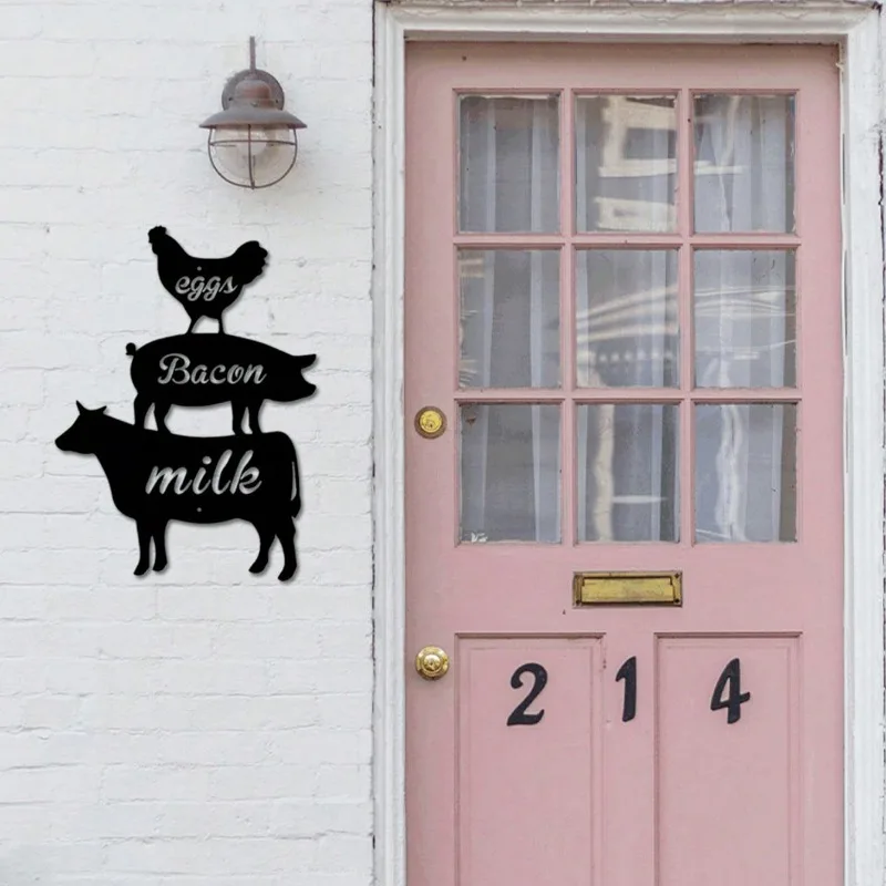 قطعة واحدة من لافتة المزرعة - لوحات فنية جدارية معدنية مع حيوانات المزرعة، لوحات معلقة على الحائط لتزيين حفلات الحديقة #3