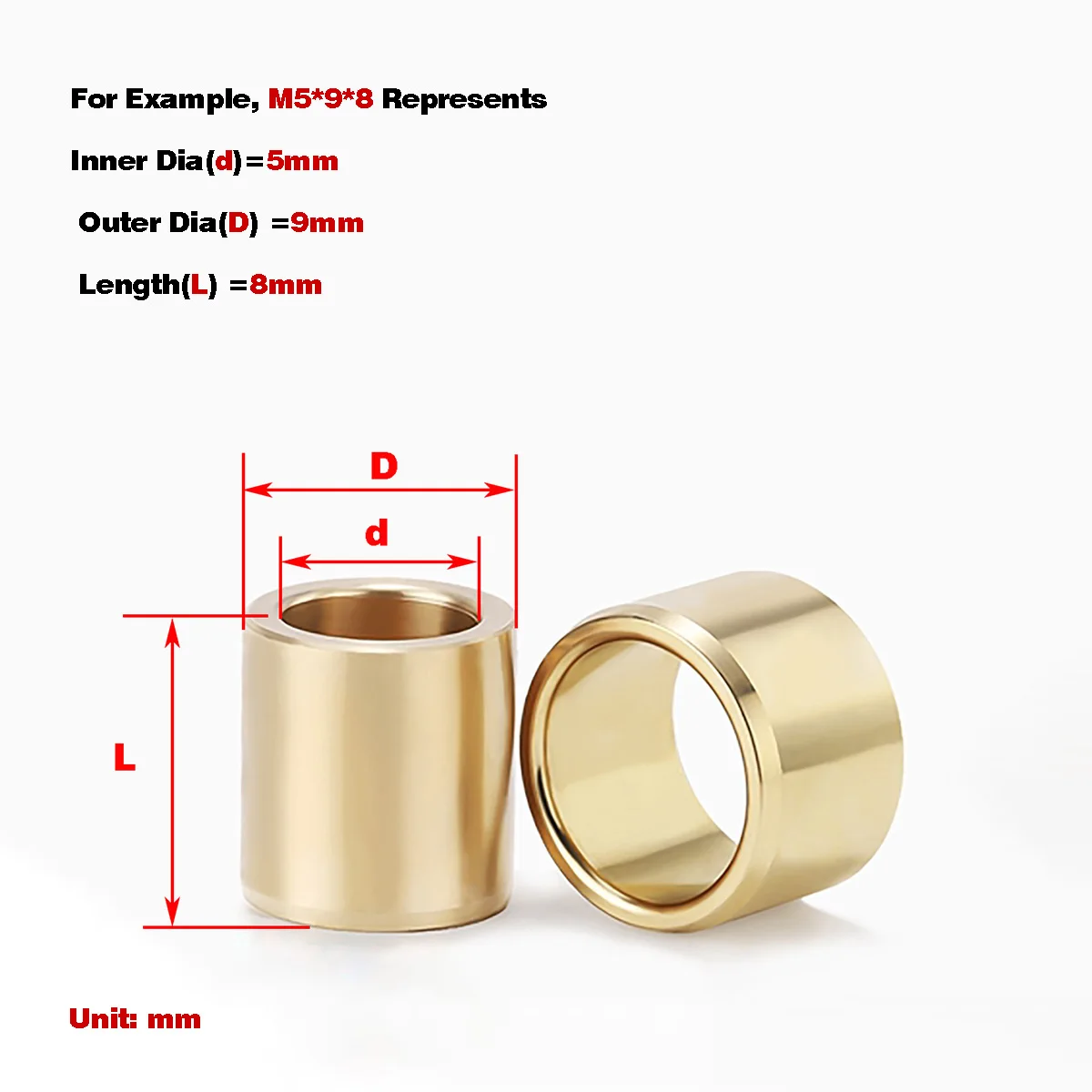 Brass Wear-Resistant Oil-Free Liner Sliding Bearing Castings M5M6M8M10M12M14M16M18-M30