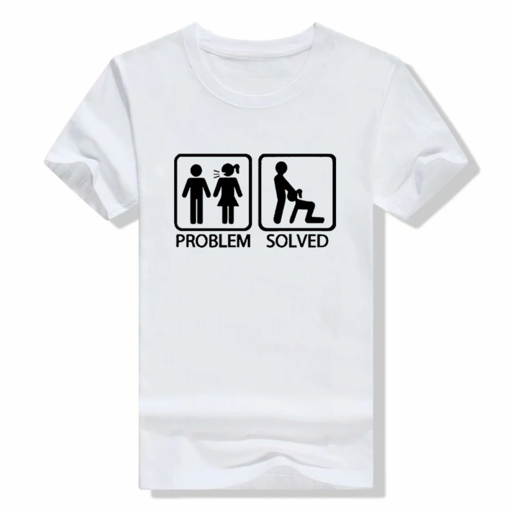 Summer Short Sleeve Tops Tee funny Problem Solved T-shirt For Men Fishinger Fisherman Comedy Father Dad T Shirt