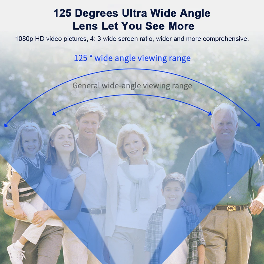 Câmera de campainha sem fio com 125 °   Grande angular visual interno carrilhão inteligente vídeo campainha HD vídeo visão noturna nuvem