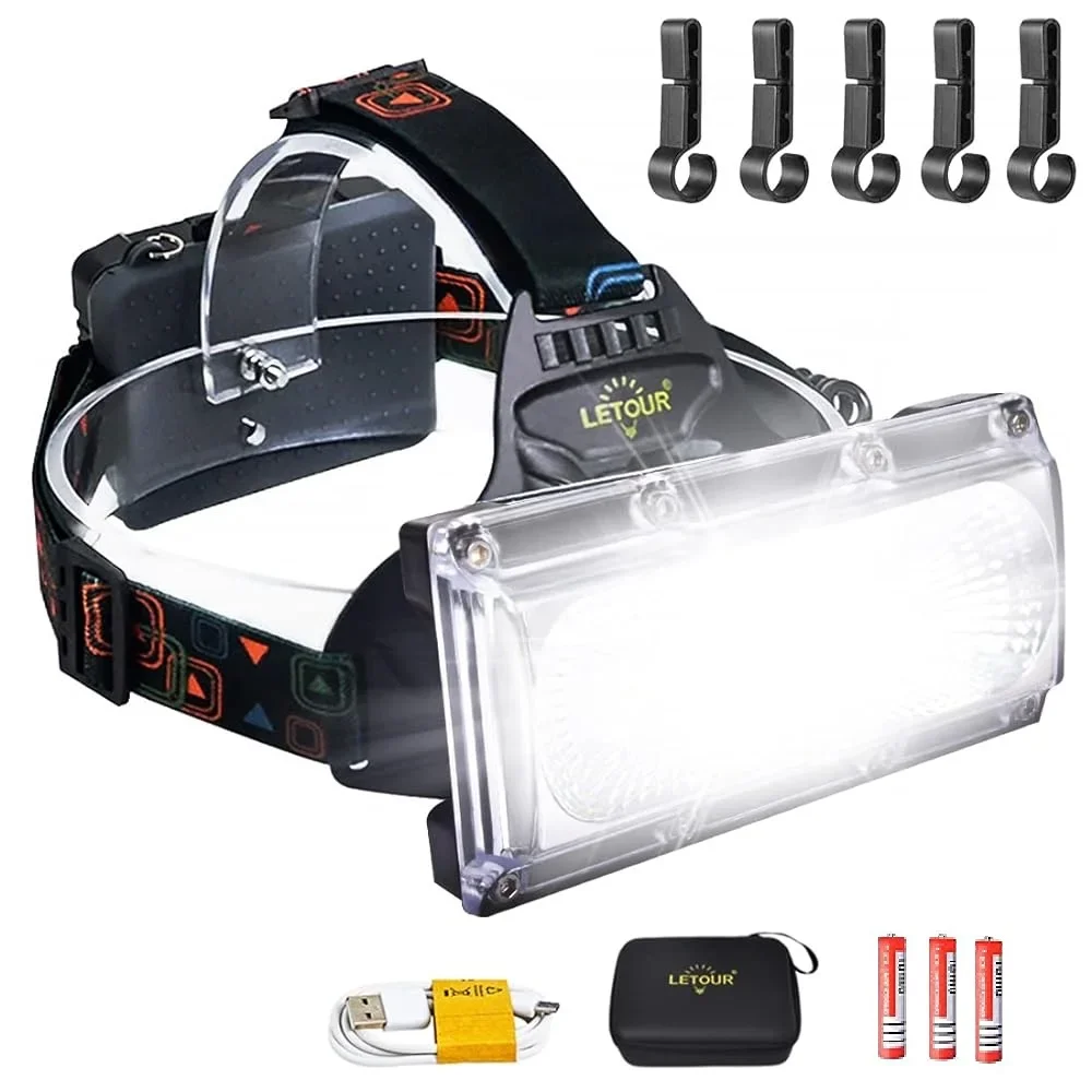 LED Headlamp 1800 Lumens Outdoor Camping Fishing Waterproof Powerful Headlamp Flashlight 3*18650 Rechargeable Battery 1500mAh