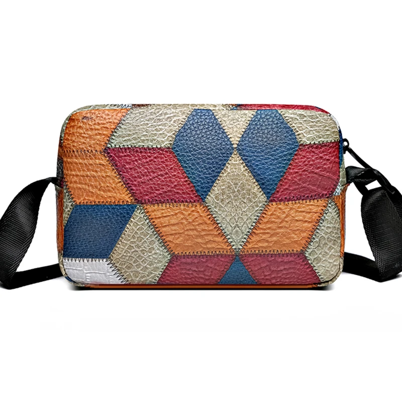 Colorblock-Umhängetasche – trendige Patchwork-Umhängetasche (Mini-Handytasche für Damen) – Detail 2