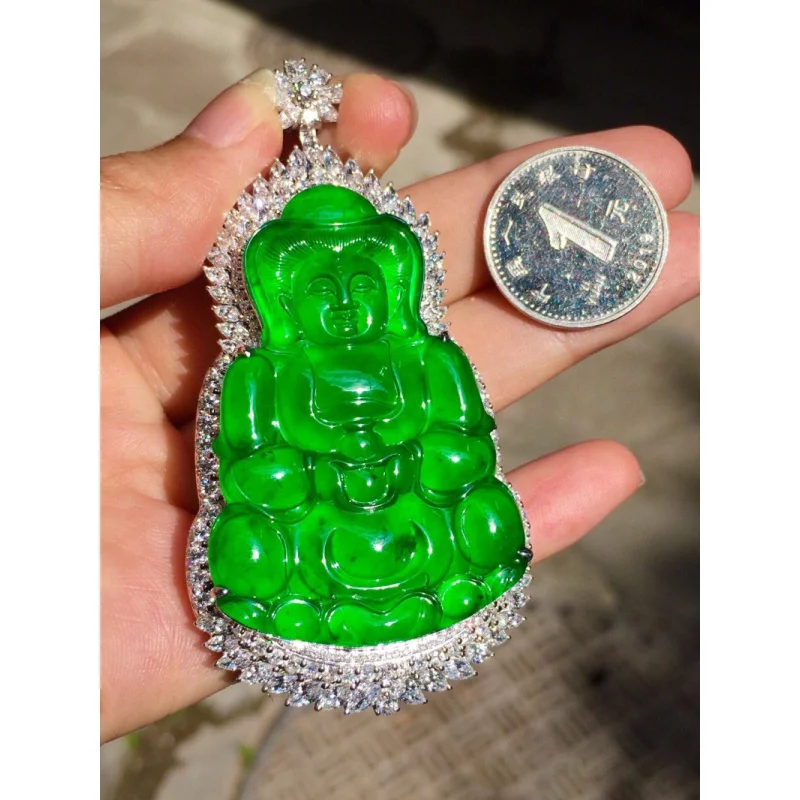 Natural Myanmar Mine Timber Jade Goddess of Mercy Pendant