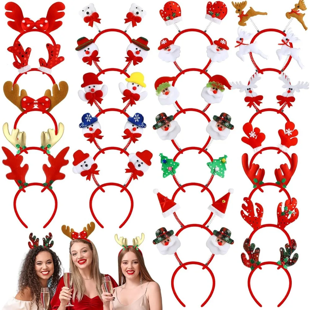 Image of 6/12PCS Zufällige Weihnachten Stirnbänder Weihnachten Party Kostüm Stirnband Gefälligkeiten Weihnachten Hut Haarbänder für Jährliche Urlaub Party liefert