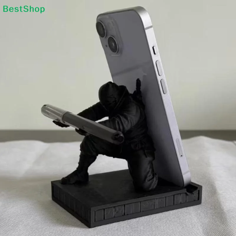 〔Z〕Resin Pen Holder Phone Stand Stationery Storage Organizer Desktop Decor Figurine Unique Gift For Men Office Desk Accessory
