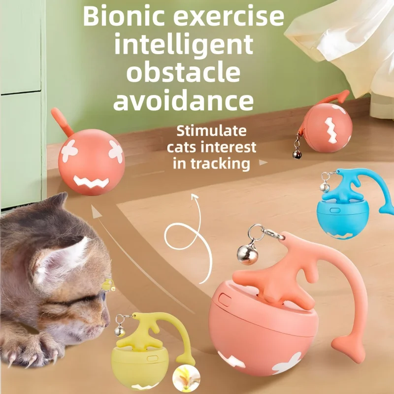 

Pet toy fish bone rolling ball USB illuminated electric tea ball self entertaining cat tea stick
