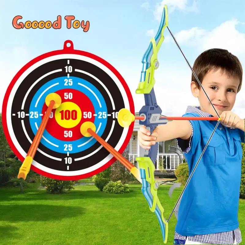 Kids Luminous Bow and Arrow Set with 10 Sucker Arrows Multiplayer Competition Outdoor Sport Archery Shooting Practice Toy Gift