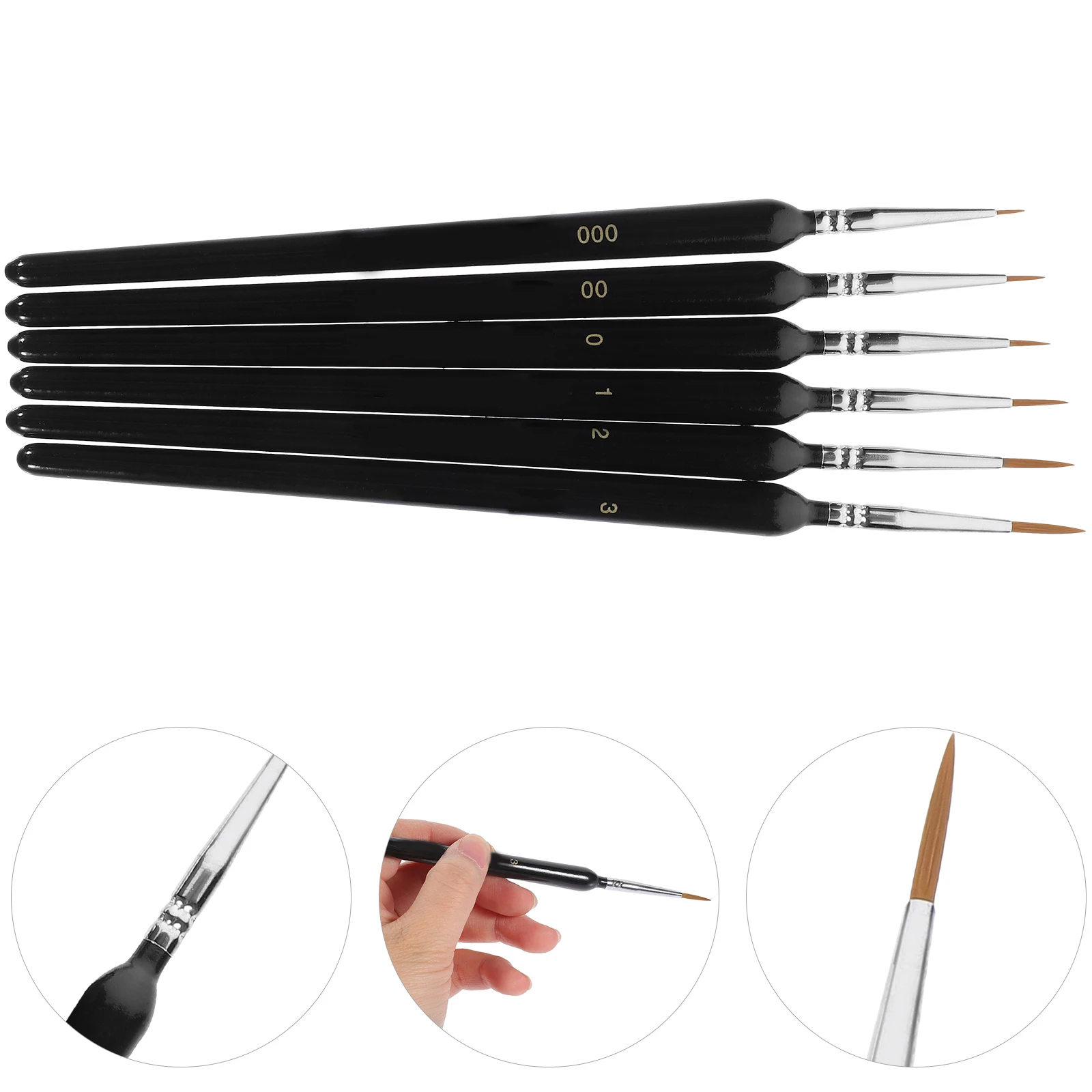 

6 Pcs Paint Brush Hook Line Pen Set Chinese Calligraphy and Painting Stationery Miniature Kanji Brushes Pens for Black