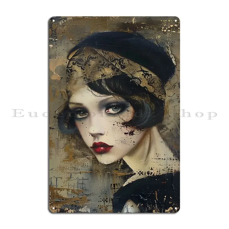 Dark And Moody 1920 S Era Vintage Portrait Metal Sign Designing Wall Cave Plates Pub Plates Club Tin Sign Poster