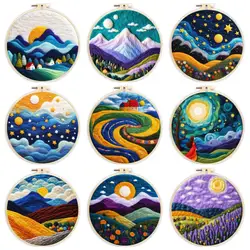 CHENISTORY Needle Felting Painting Kits Beginners DIY Wool Needle Felting Starter Kit Mountain Scenery Home Decoration Art Craft