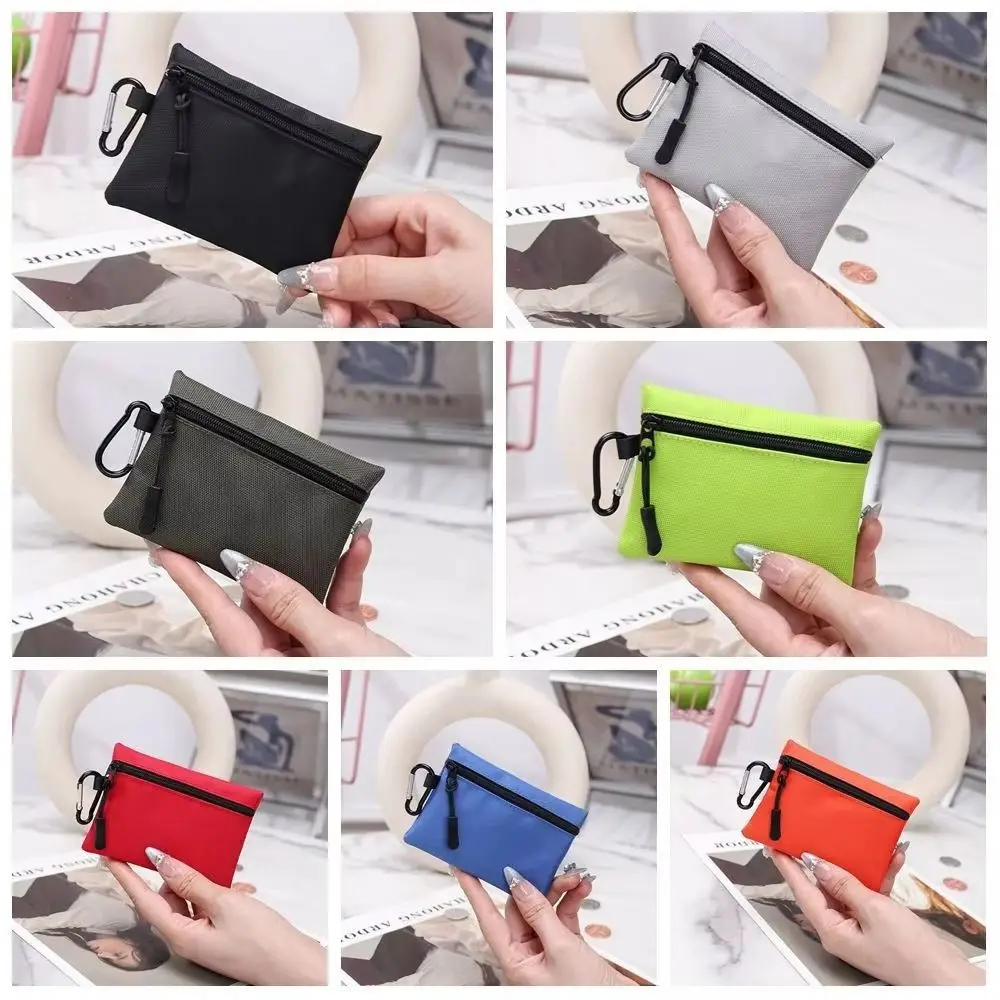 Practical Canvas Coin Purse Zipper Solid Color Card Bag Ultra Light Mini Size Canvas Pouch Wallet Use