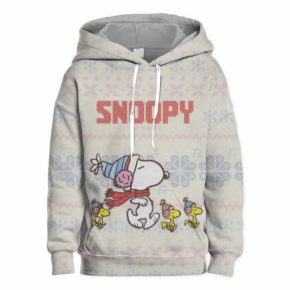 เด็กชายและเด็กหญิงฤดูใบไม้ร่วงแฟชั่นใหม่ Snoopy การ์ตูนการ์ตูนเสื้อสวมหัวเด็กพิมพ์เสื้อกันหนาวหมวกเด็กเสื้อผ้า