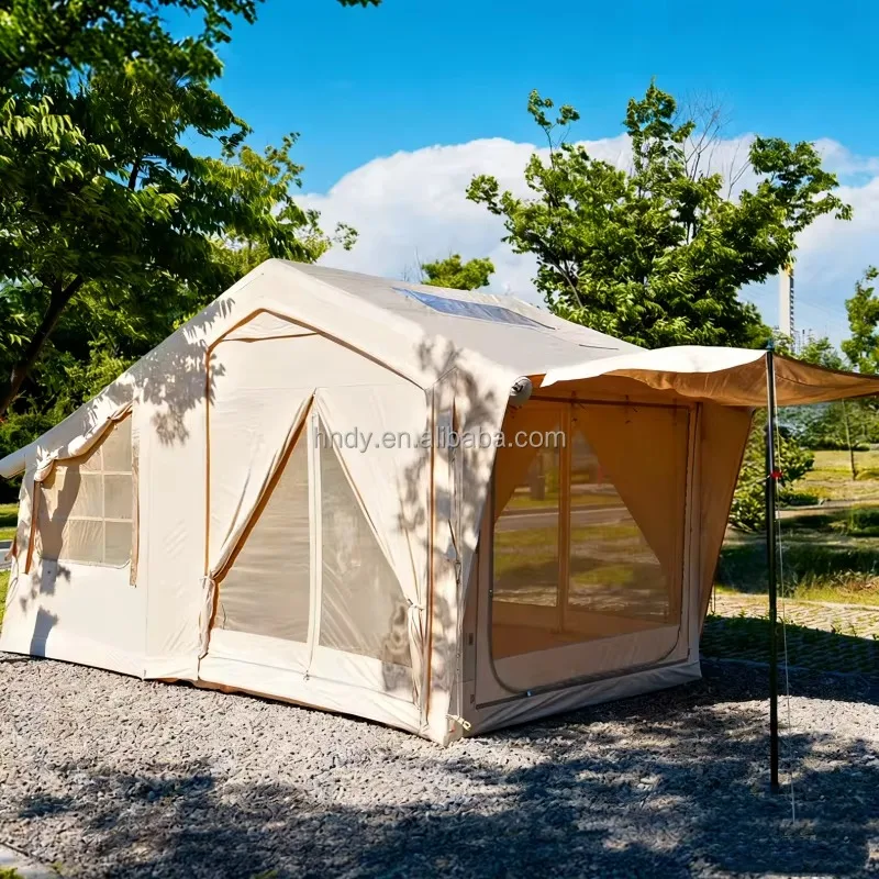 Newest Design Two Rooms Inflatable House Outdoor Family Camping Waterproof Tent