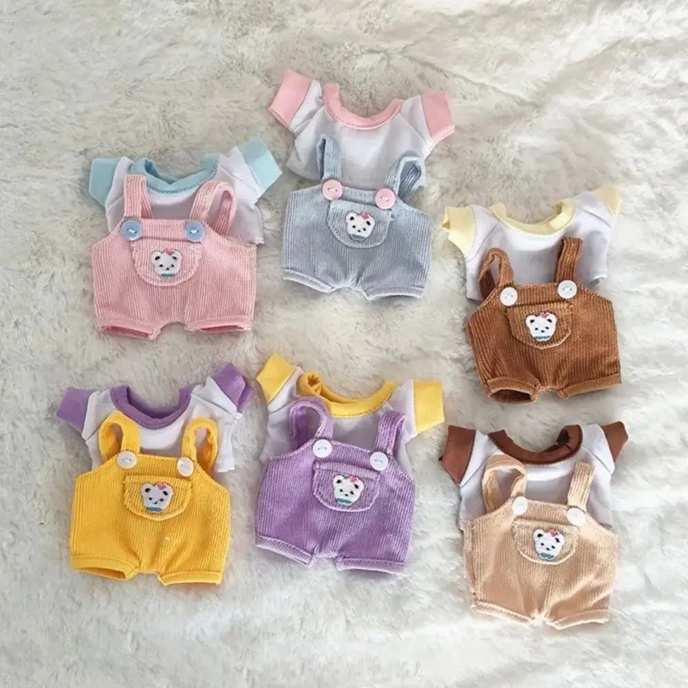 

15cm/20cm Doll Clothes Casual T-shirt Overalls Jeans Outfit Cotton Doll Overalls Suit Wears 1/12 Dolls Clothes Accessories