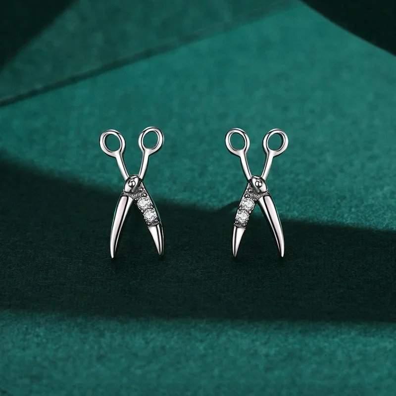 925 Silver Scissor shaped Earrings for Women, Simple and Personalized Earrings, Korean Earrings, Wedding Jewelry Wholesale