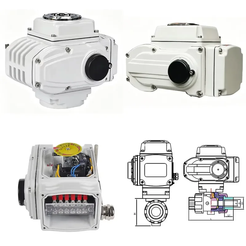 220V AC 90 Degree Electric Actuator Valve On/Off Motorized Control Rotary Electric Valve Actuator for Ball Valve Butterfly