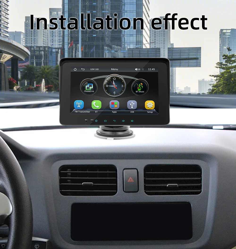 BQCC 7" For Universal Car Radio Wireless Carplay Android Auto Mirrorlink Portable Multimedia Car Player Colorful Button Lights image 6