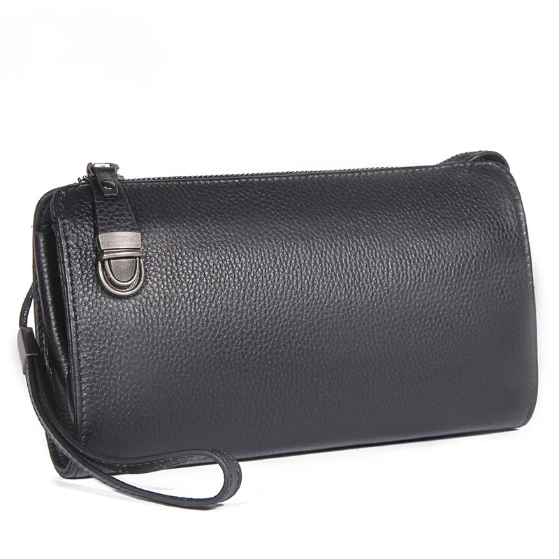 Men's Top Grain Cowhide Leather Clutch Bag Large Capacity Soft Underarm Wallet Business Commute Daily