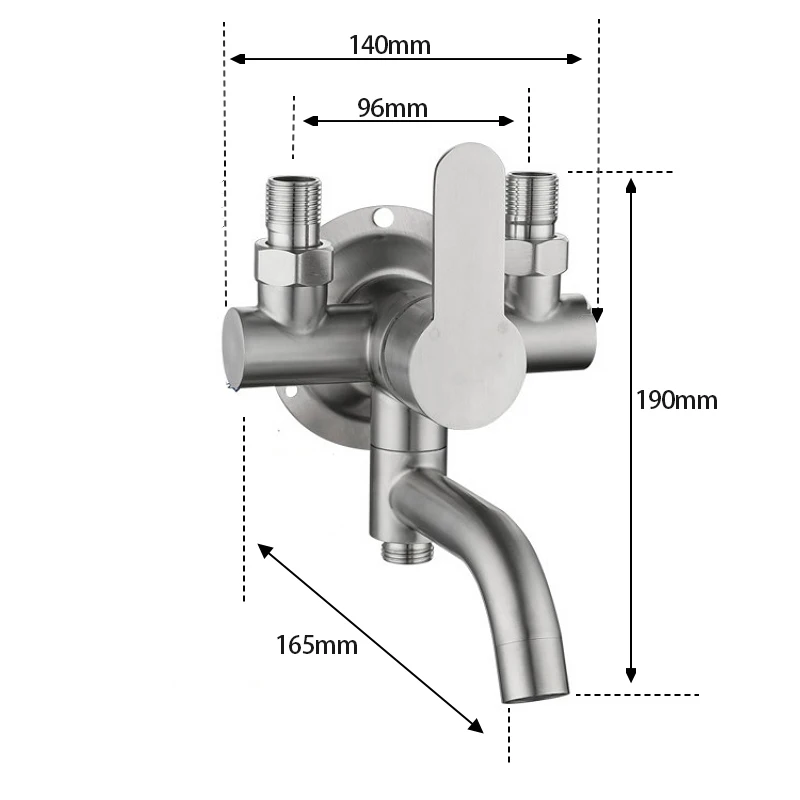 

Exposed Wall Mount Bathtub Mixer Tap SUS304 Stainless Steel Hot Cold Water Control Valve Rotatable Spout Bathroom Shower Faucet