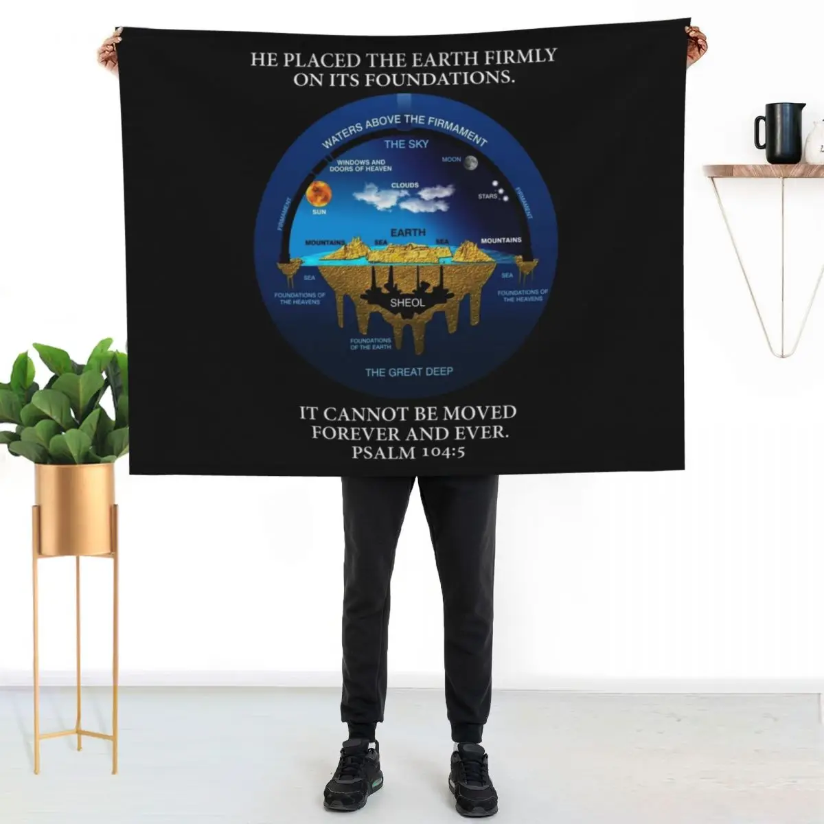 Psalm 104:5 Flat Earth Anceint Hebrew Cosmology Throw Blanket couch cozy soft plush fuzzy picnic outdoor blanket