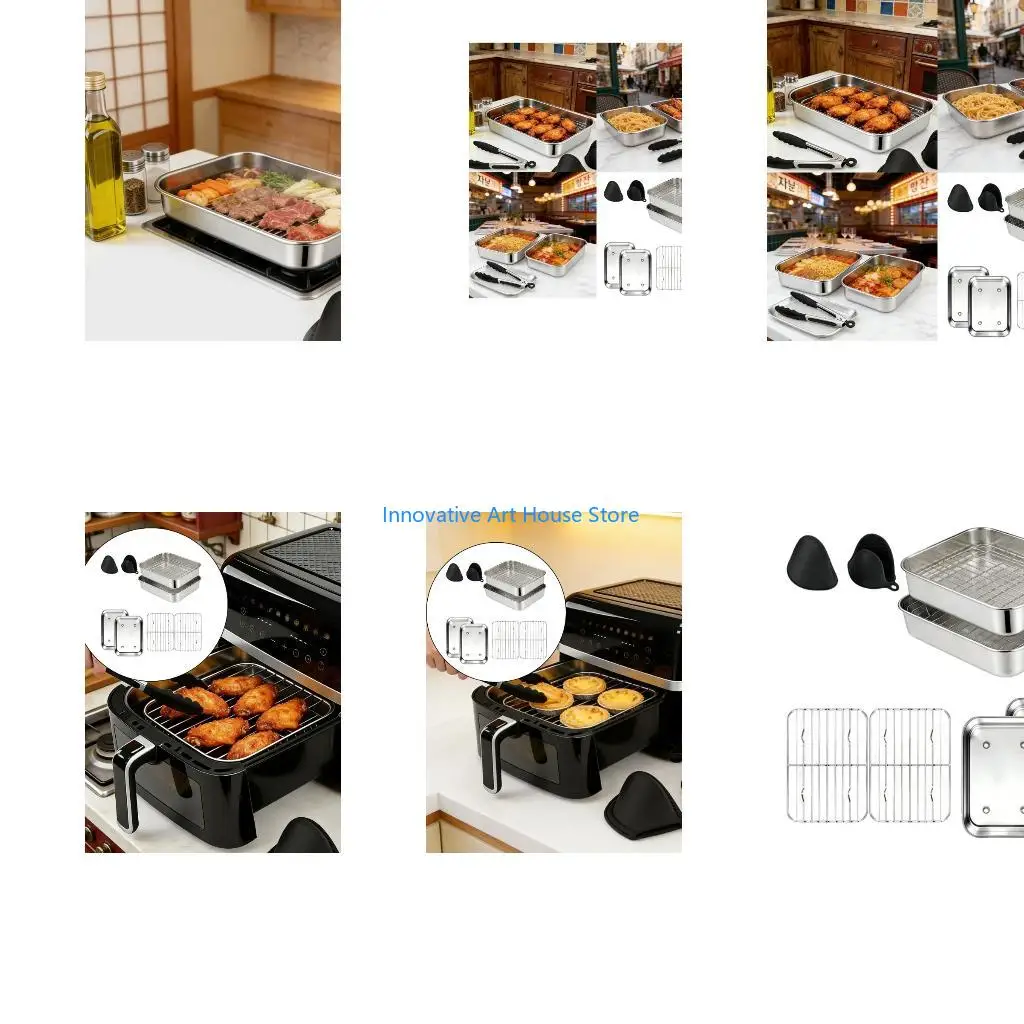 E1PC Air Fryer Accessories Set of 6 Stainless Steel Casserole Dish Dishwasher Safe