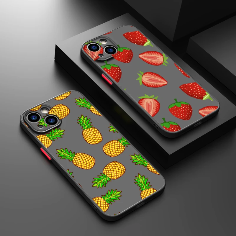 Cartoon Fruit Avocado Phone Case For iPhone 15 14 13 12 11 Pro Max mini XS XR X 8 7 6 Plus SE TPU Frosted Translucent Cover