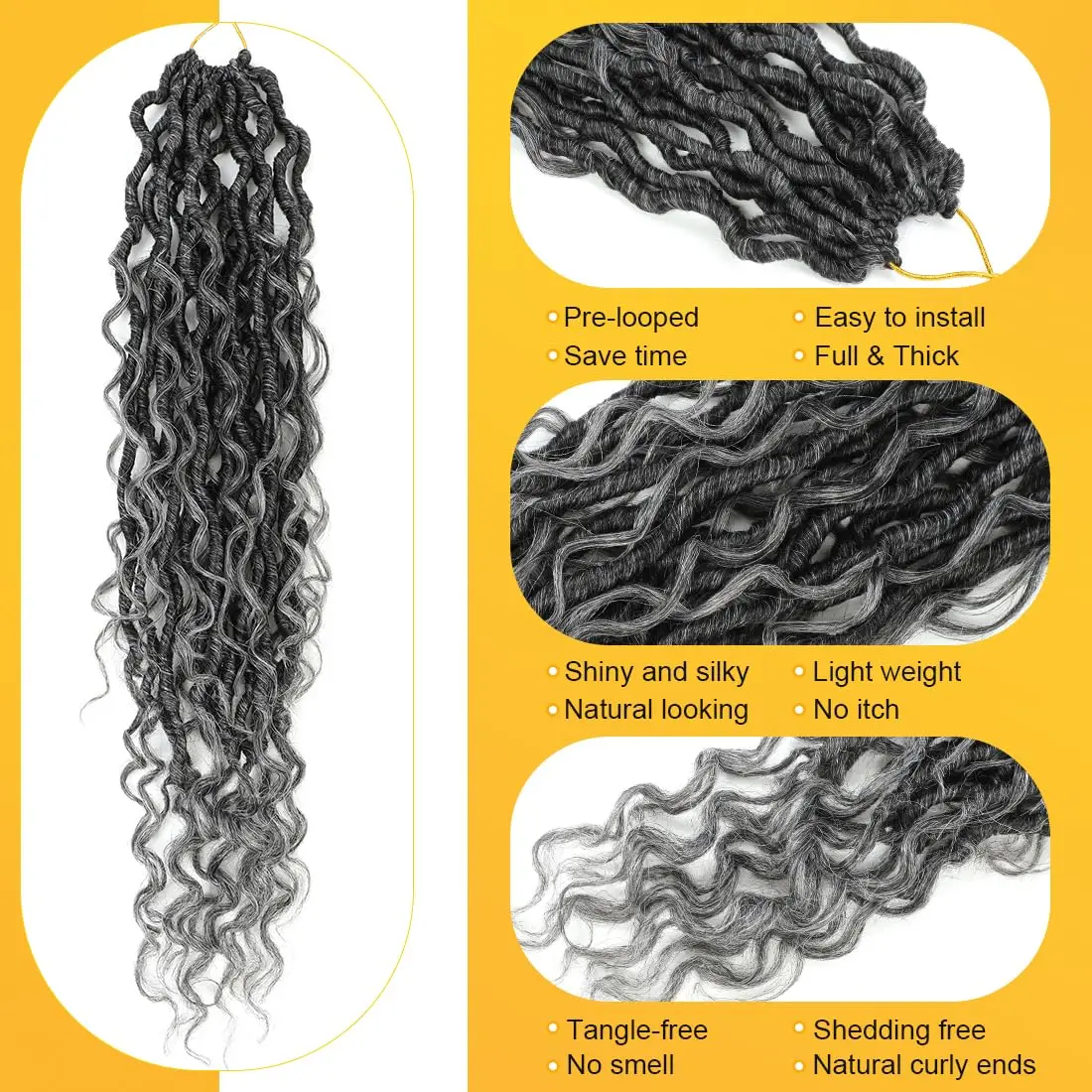 Curto pré-looped Rio Locs para mulheres negras, cabelo sintético Crochet, deusa Boho, cacheado Faux Locs, 14in