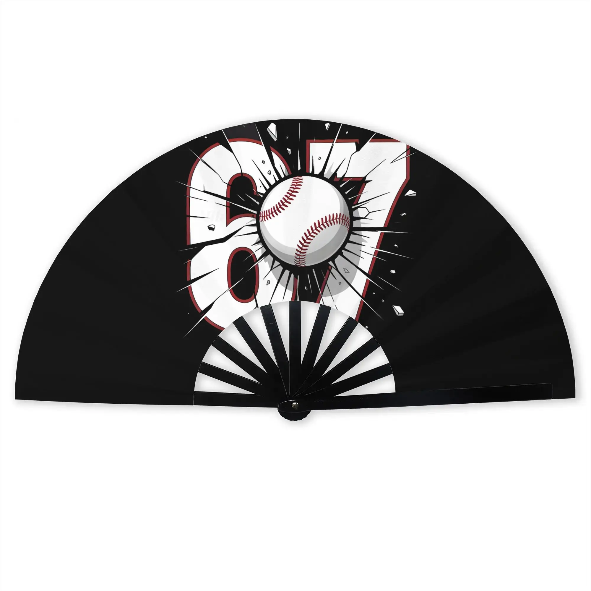 Customized Six Seven 67 Portable Pocket Fan Camping Funny  Polyester Folding Fan Chinese Dance Handheld Cooling Fans