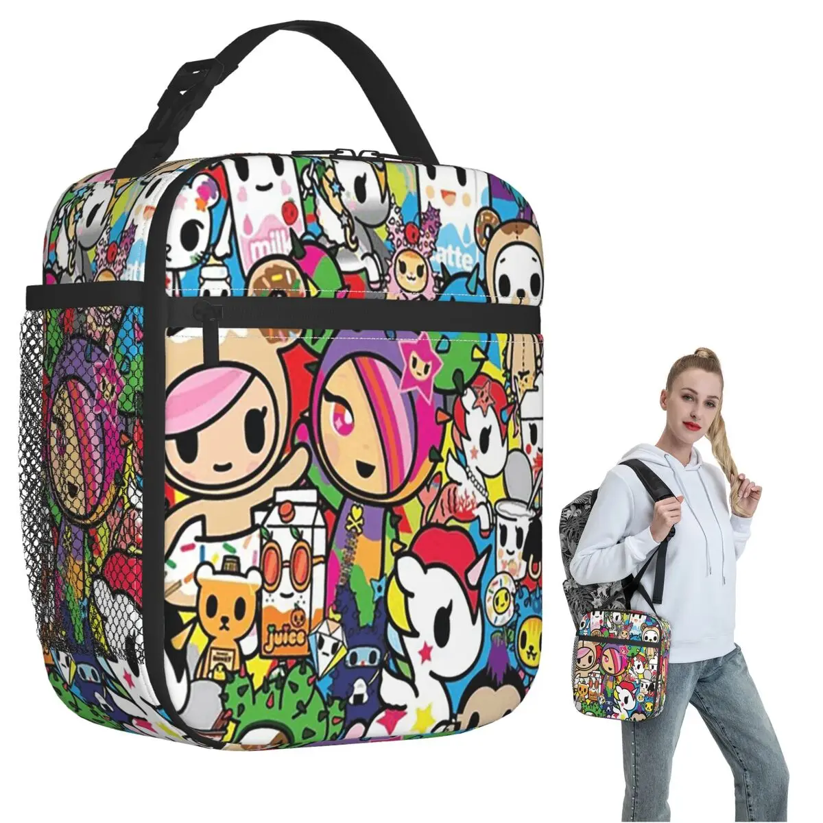 

Tokidoki Kawaii Donutella Sandy Unicorno Insulated Lunch Bag for Women Children Portable Food Boxes Thermal Lunch Box Tote